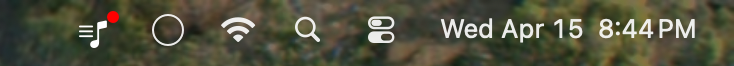 Menu bar with red dot indicating active broadcasting